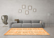 Machine Washable Abstract Orange Modern Area Rugs in a Living Room, wshabs1034org