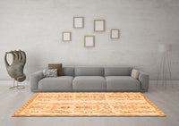 Machine Washable Abstract Orange Modern Rug, wshabs1034org