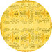 Round Abstract Yellow Modern Rug, abs1034yw