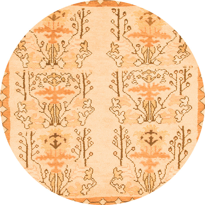 Round Machine Washable Abstract Orange Modern Area Rugs, wshabs1034org