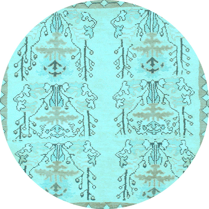 Round Abstract Light Blue Modern Rug, abs1034lblu