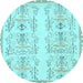 Round Abstract Light Blue Modern Rug, abs1034lblu