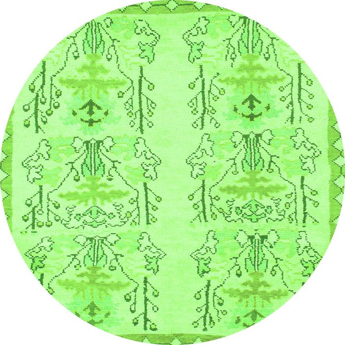 Round Machine Washable Abstract Green Modern Area Rugs, wshabs1034grn