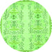 Round Machine Washable Abstract Green Modern Area Rugs, wshabs1034grn