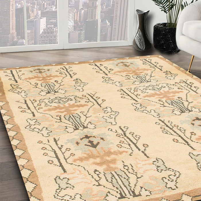 Machine Washable Abstract Khaki Gold Rug in a Family Room, wshabs1034