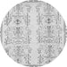 Round Machine Washable Abstract Gray Modern Rug, wshabs1034gry