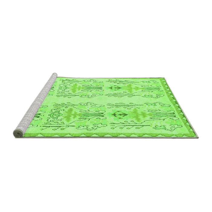 Sideview of Machine Washable Abstract Green Modern Area Rugs, wshabs1034grn