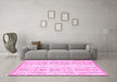 Machine Washable Abstract Pink Modern Rug in a Living Room, wshabs1034pnk