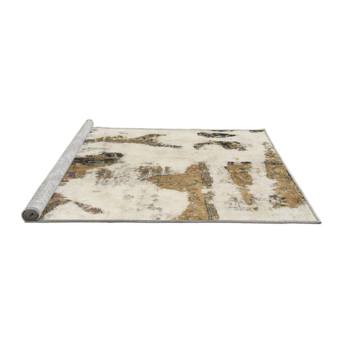 Sideview of Machine Washable Abstract Gold Rug, wshabs1035