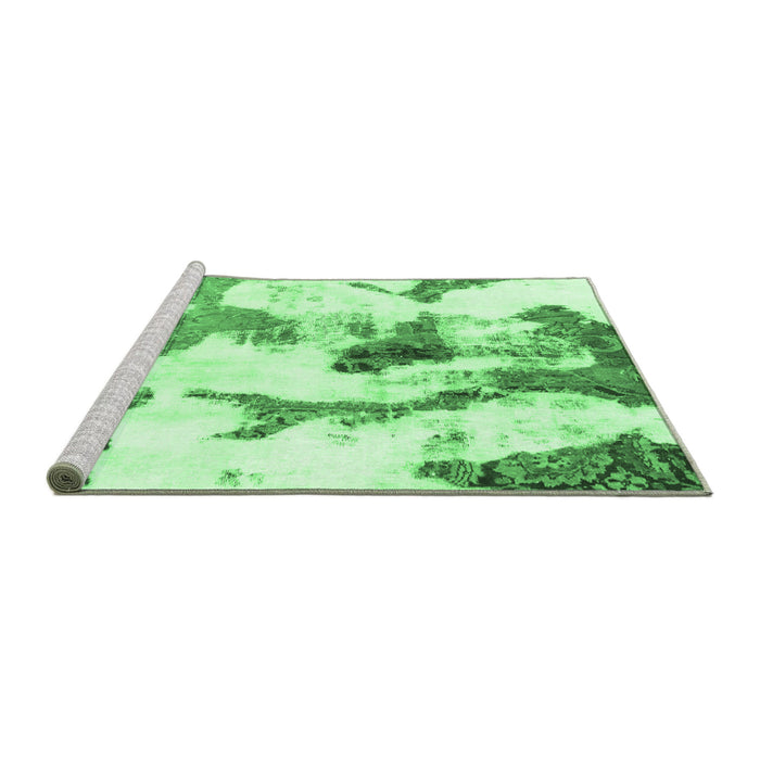 Sideview of Machine Washable Abstract Emerald Green Modern Area Rugs, wshabs1035emgrn