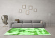 Machine Washable Abstract Green Modern Area Rugs in a Living Room,, wshabs1035grn