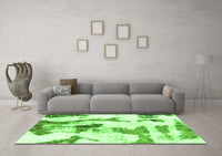 Machine Washable Abstract Green Modern Rug, wshabs1035grn