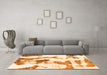 Machine Washable Abstract Orange Modern Area Rugs in a Living Room, wshabs1035org