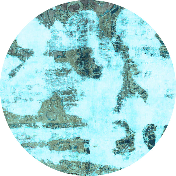 Round Machine Washable Abstract Light Blue Modern Rug, wshabs1035lblu