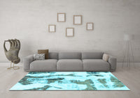 Machine Washable Abstract Light Blue Modern Rug, wshabs1035lblu