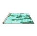 Sideview of Machine Washable Abstract Turquoise Modern Area Rugs, wshabs1035turq