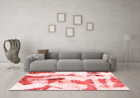 Machine Washable Abstract Red Modern Rug, wshabs1035red