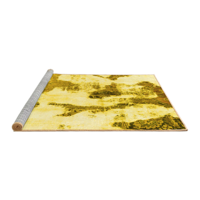 Sideview of Machine Washable Abstract Yellow Modern Rug, wshabs1035yw