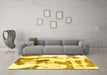 Machine Washable Abstract Yellow Modern Rug in a Living Room, wshabs1035yw