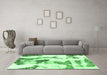 Machine Washable Abstract Emerald Green Modern Area Rugs in a Living Room,, wshabs1035emgrn