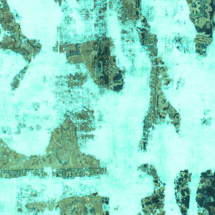 Machine Washable Abstract Turquoise Modern Area Rugs, wshabs1035turq