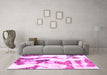 Machine Washable Abstract Pink Modern Rug in a Living Room, wshabs1035pnk