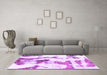 Machine Washable Abstract Purple Modern Area Rugs in a Living Room, wshabs1035pur