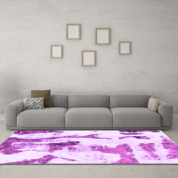 Machine Washable Abstract Purple Modern Area Rugs in a Living Room, wshabs1035pur