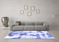 Machine Washable Abstract Blue Modern Rug, wshabs1035blu