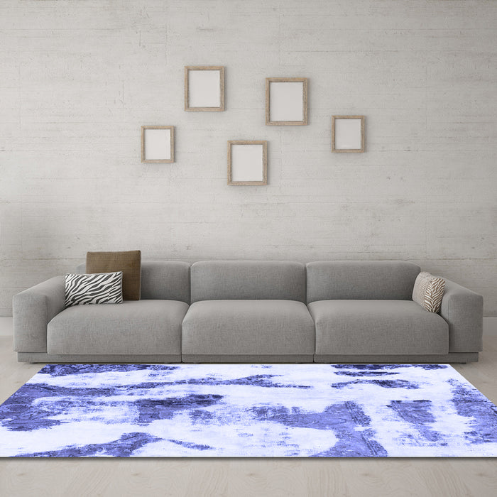 Machine Washable Abstract Blue Modern Rug in a Living Room, wshabs1035blu