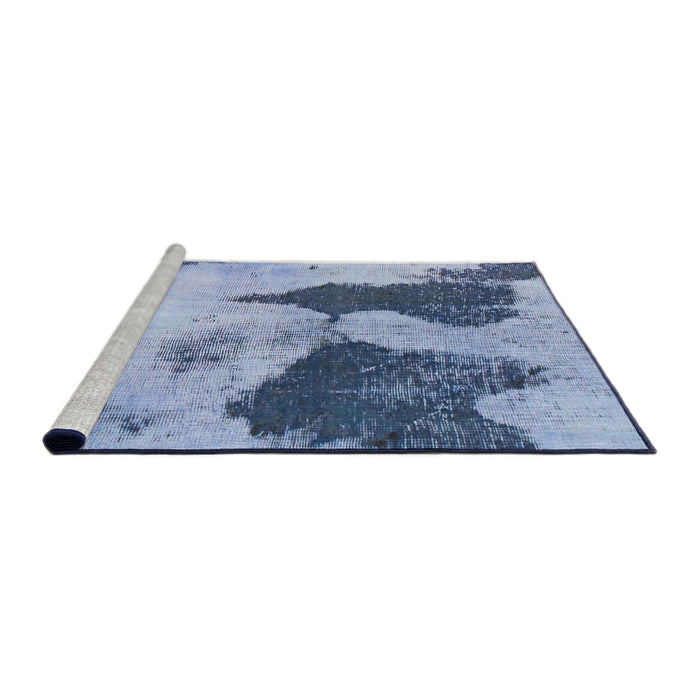 Sideview of Machine Washable Abstract Azure Blue Rug, wshabs1036