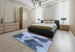 Machine Washable Abstract Azure Blue Rug in a Bedroom, wshabs1036