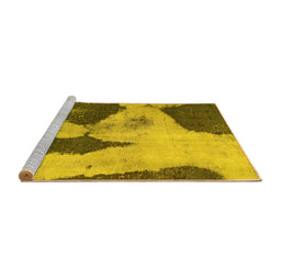 Sideview of Machine Washable Persian Yellow Bohemian Rug, wshabs1036yw