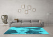 Machine Washable Persian Turquoise Bohemian Area Rugs in a Living Room,, wshabs1036turq