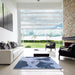 Square Abstract Azure Blue Persian Rug in a Living Room, abs1036