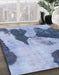 Machine Washable Abstract Azure Blue Rug in a Family Room, wshabs1036