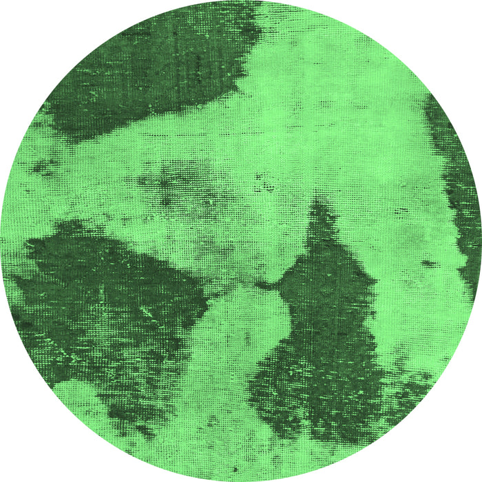 Round Machine Washable Persian Emerald Green Bohemian Area Rugs, wshabs1036emgrn