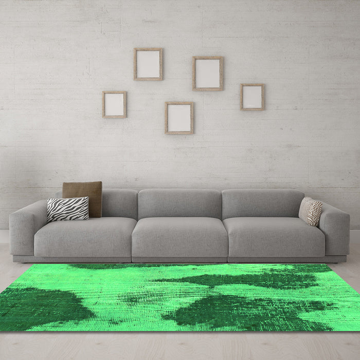 Machine Washable Persian Green Bohemian Area Rugs in a Living Room,, wshabs1036grn