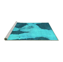 Sideview of Machine Washable Persian Turquoise Bohemian Area Rugs, wshabs1036turq
