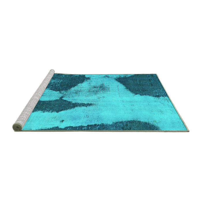 Sideview of Machine Washable Persian Turquoise Bohemian Area Rugs, wshabs1036turq