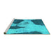 Sideview of Machine Washable Persian Turquoise Bohemian Area Rugs, wshabs1036turq