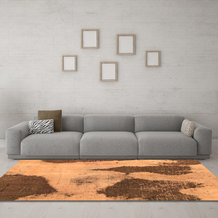 Machine Washable Persian Orange Bohemian Area Rugs in a Living Room, wshabs1036org