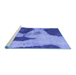 Sideview of Machine Washable Persian Blue Bohemian Rug, wshabs1036blu