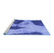 Sideview of Machine Washable Persian Blue Bohemian Rug, wshabs1036blu