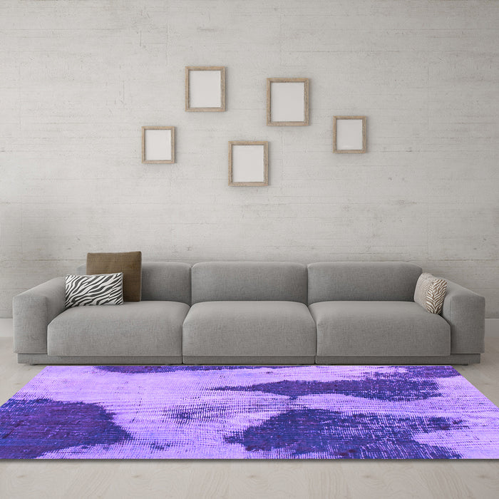 Machine Washable Persian Purple Bohemian Area Rugs in a Living Room, wshabs1036pur
