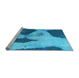Sideview of Machine Washable Persian Light Blue Bohemian Rug, wshabs1036lblu