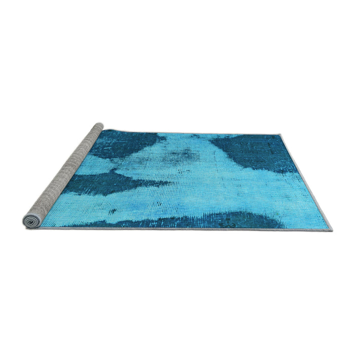 Sideview of Machine Washable Persian Light Blue Bohemian Rug, wshabs1036lblu