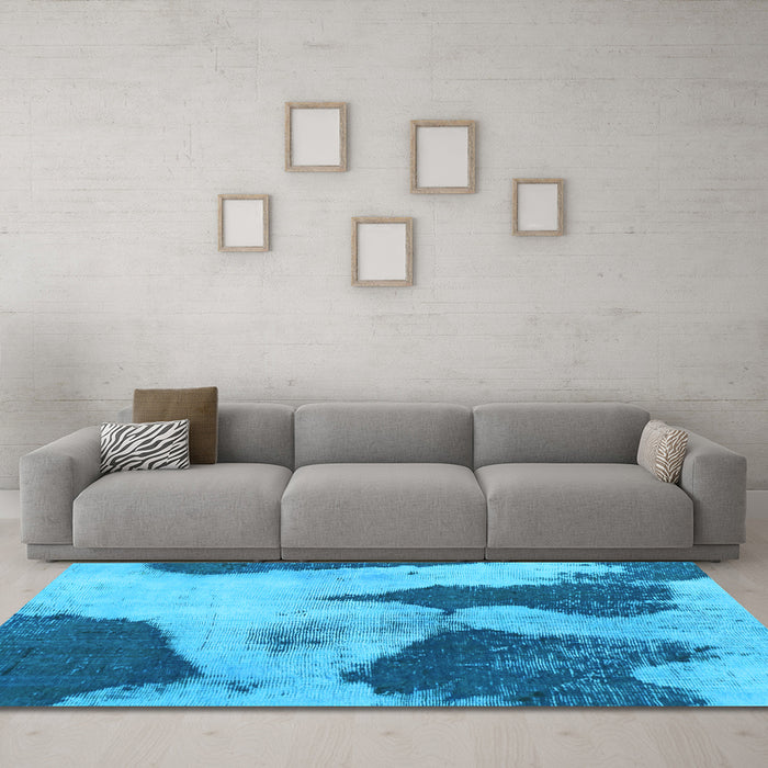 Machine Washable Persian Light Blue Bohemian Rug in a Living Room, wshabs1036lblu