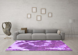 Machine Washable Abstract Purple Modern Area Rugs in a Living Room, wshabs1037pur