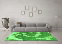 Machine Washable Abstract Green Modern Rug, wshabs1037grn